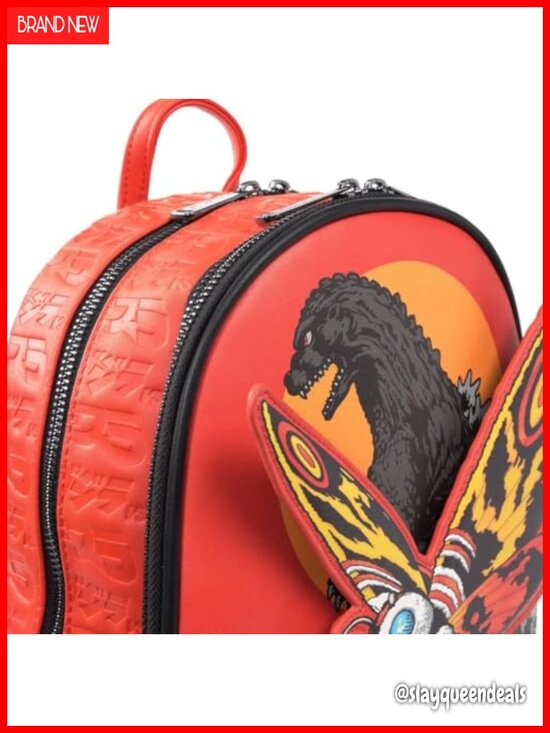 Kaiju Faux Leather Midsize Backpack Moving Mothra Applique Loungefly main image 4